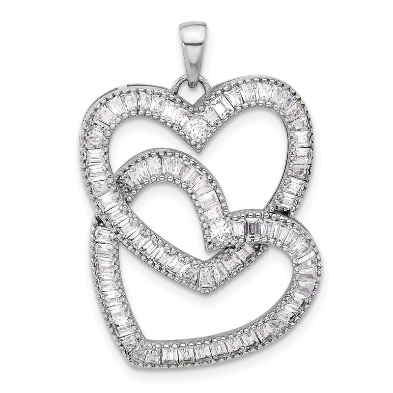 Sterlingsilber Rhodiniert Intertwined Zirkonia Herzen Anhänger