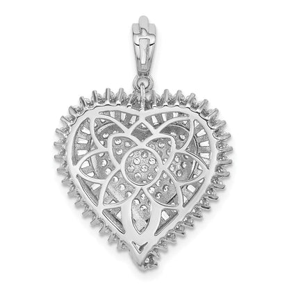 Sterlingsilber Rhodiniert Zirkonia Herz Anhänger