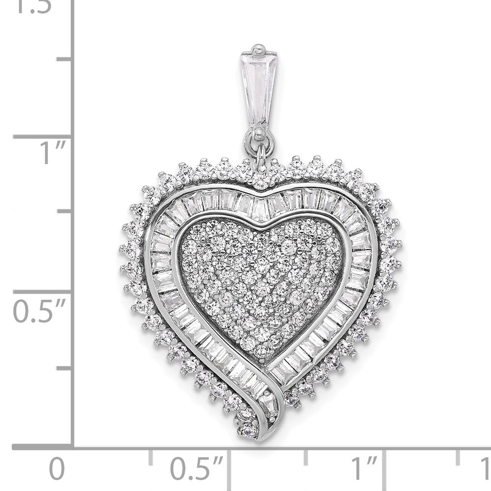 Sterlingsilber Rhodiniert Zirkonia Herz Anhänger