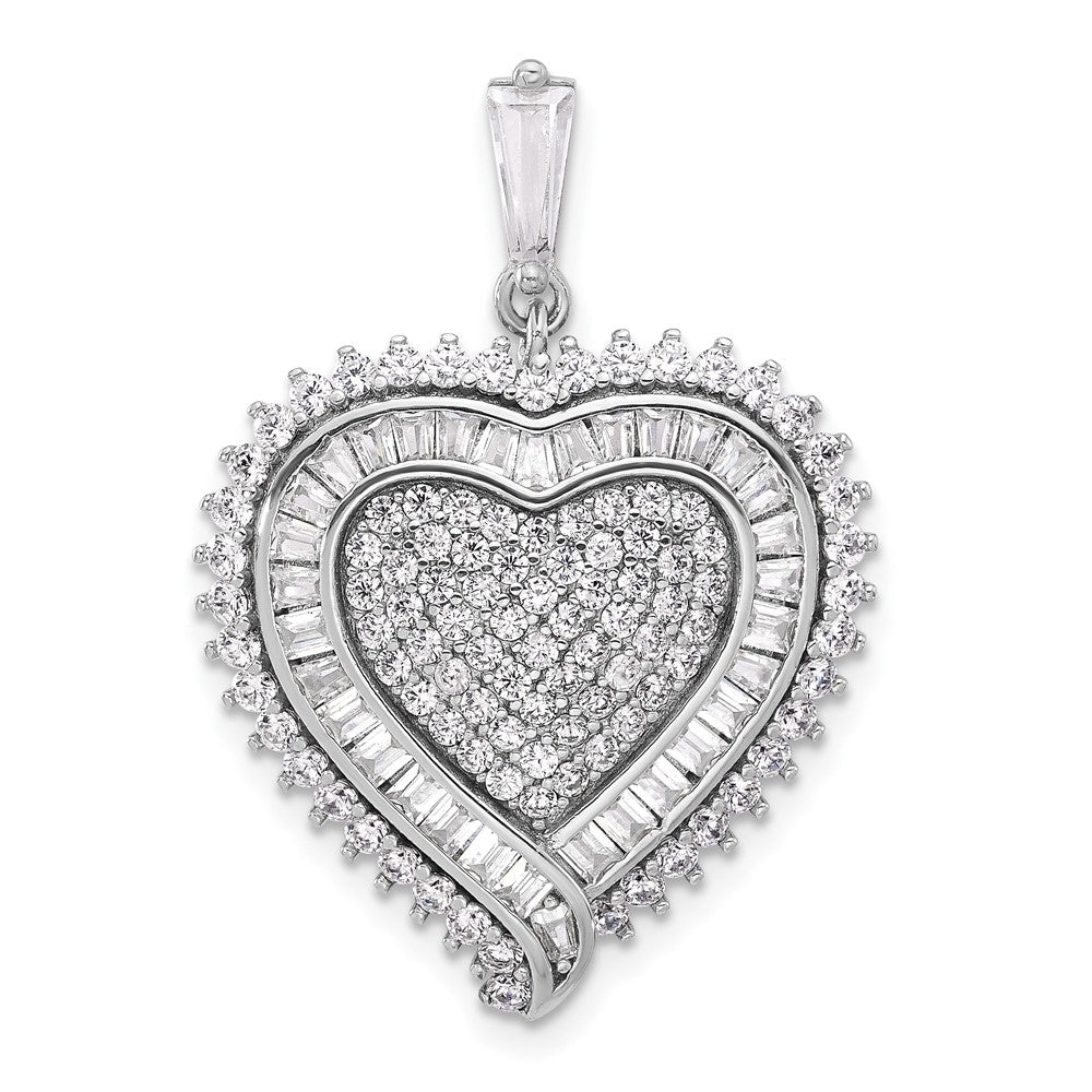Sterlingsilber Rhodiniert Zirkonia Herz Anhänger