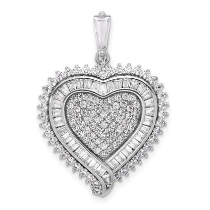Sterlingsilber Rhodiniert Zirkonia Herz Anhänger