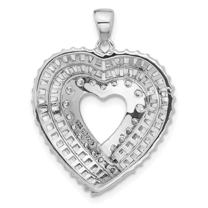Sterlingsilber Rhodiniert Zirkonia Herz Anhänger