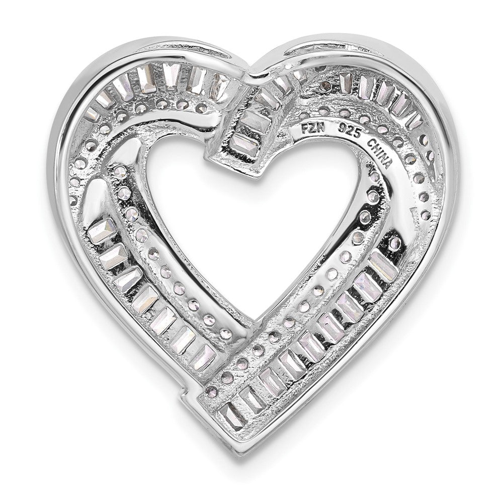 Sterlingsilber Rhodiniert Zirkonia Herz Kette Anhänger