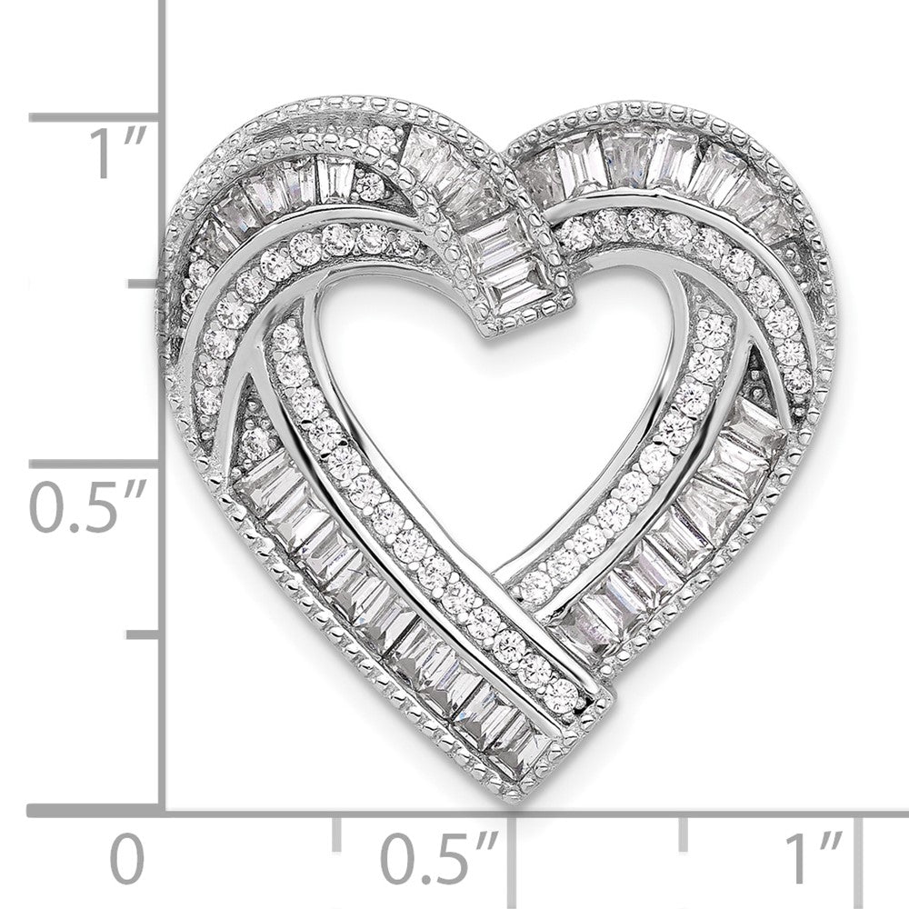 Sterlingsilber Rhodiniert Zirkonia Herz Kette Anhänger