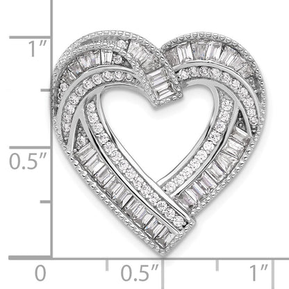 Sterlingsilber Rhodiniert Zirkonia Herz Kette Anhänger