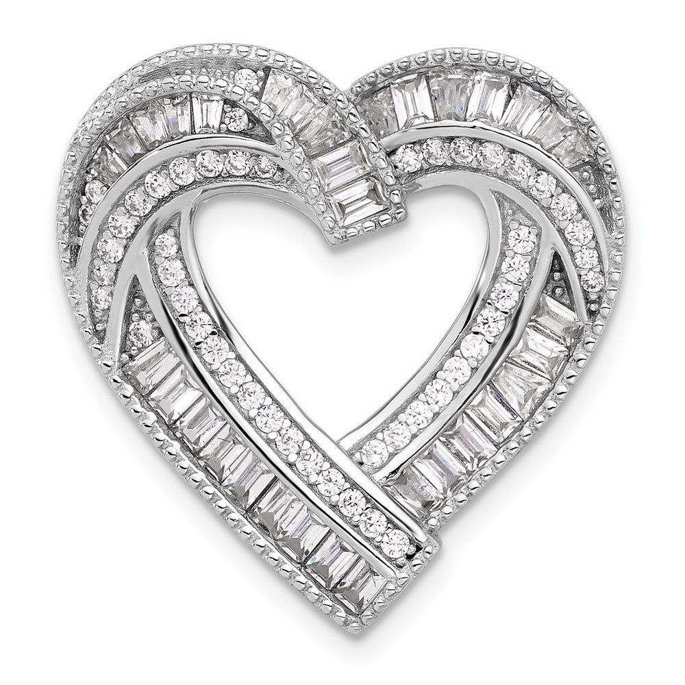 Sterlingsilber Rhodiniert Zirkonia Herz Kette Anhänger