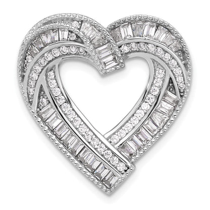Sterlingsilber Rhodiniert Zirkonia Herz Kette Anhänger