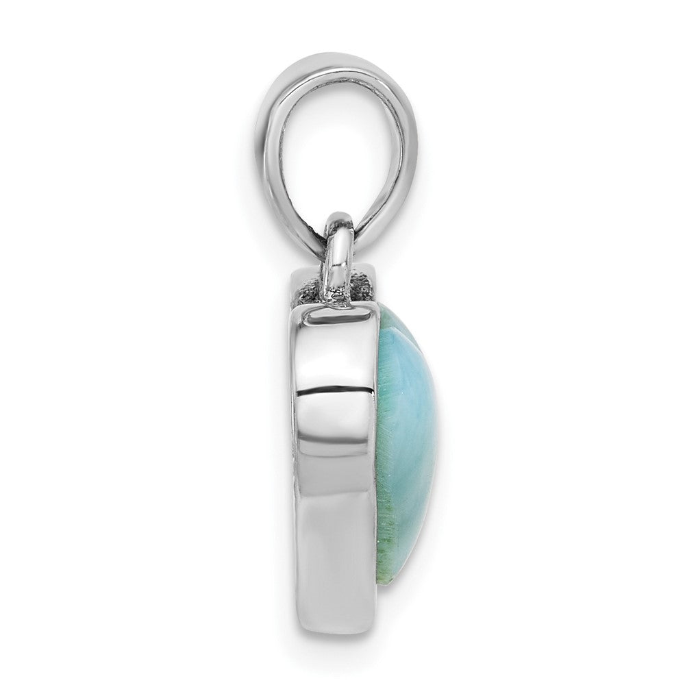 Sterlingsilber Rhodiniert Larimar Herz Anhänger
