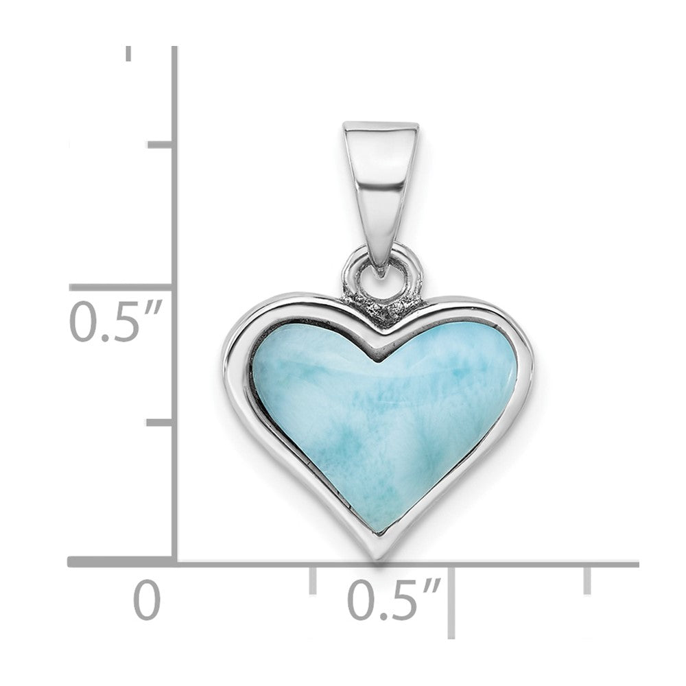 Sterlingsilber Rhodiniert Larimar Herz Anhänger