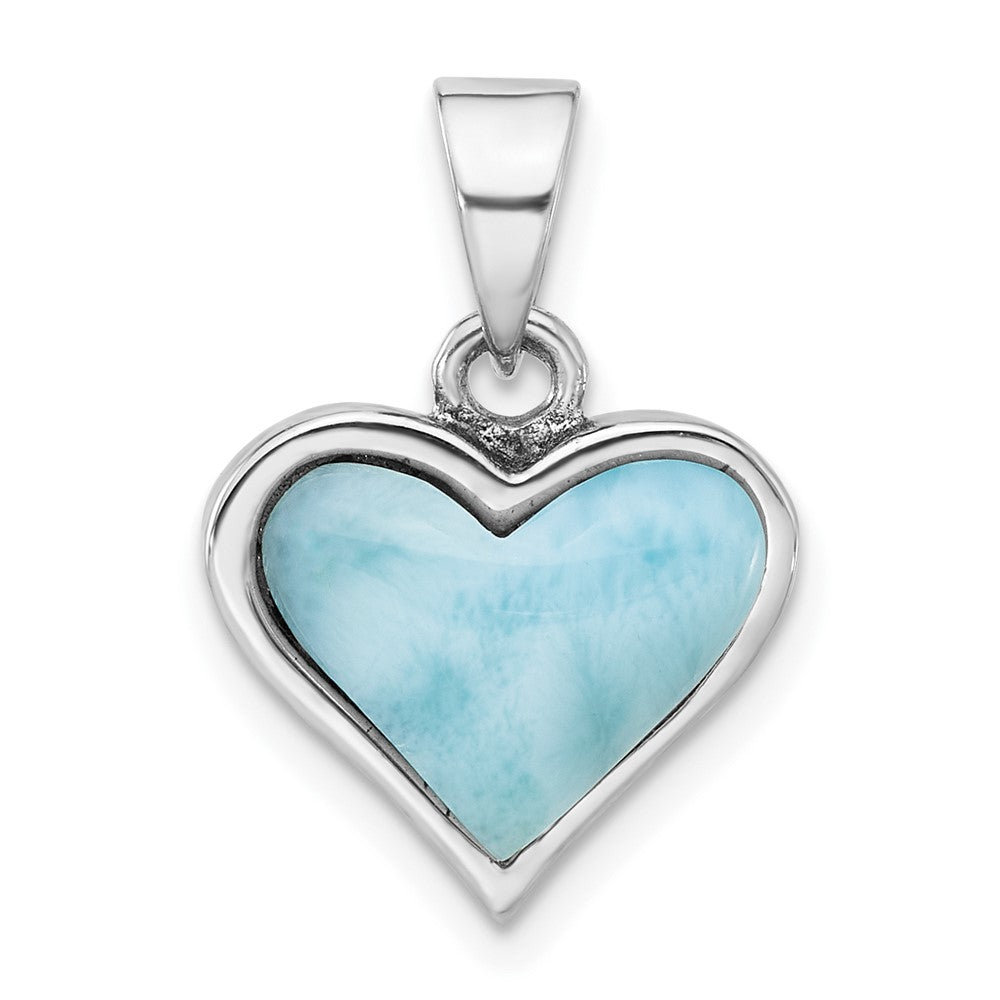 Sterlingsilber Rhodiniert Larimar Herz Anhänger
