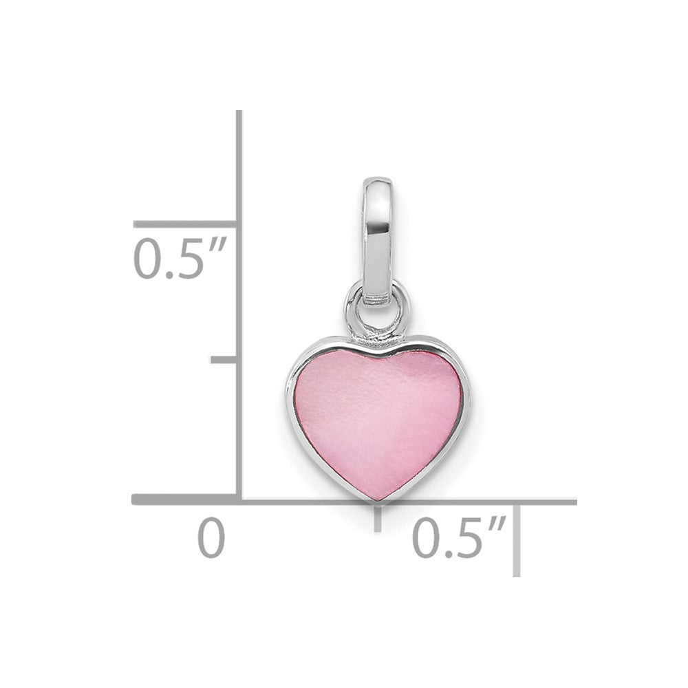 Sterlingsilber Rhodiniert Rosa Perlmutt Herz Anhänger