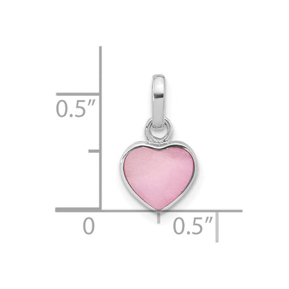 Sterlingsilber Rhodiniert Rosa Perlmutt Herz Anhänger