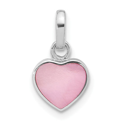 Sterlingsilber Rhodiniert Rosa Perlmutt Herz Anhänger