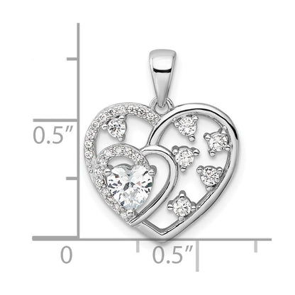 Sterlingsilber Rhodiniert Zirkonia Herz Anhänger