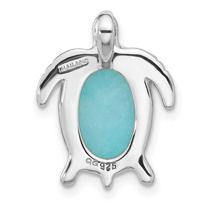 Sterlingsilber Rhodiniert Amazonite Schildkröte Kette Anhänger