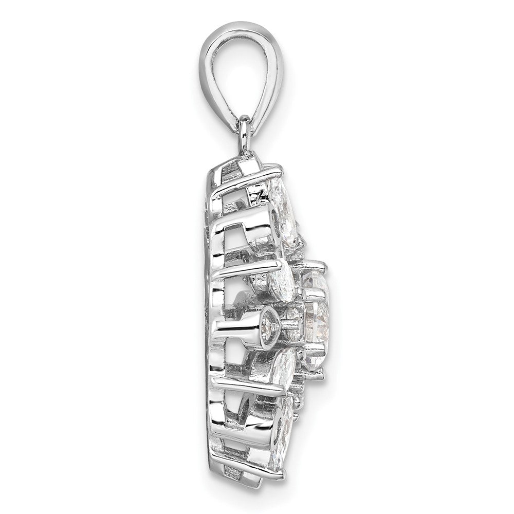 Sterlingsilber Rhodiniert Zirkonia Blumen Anhänger