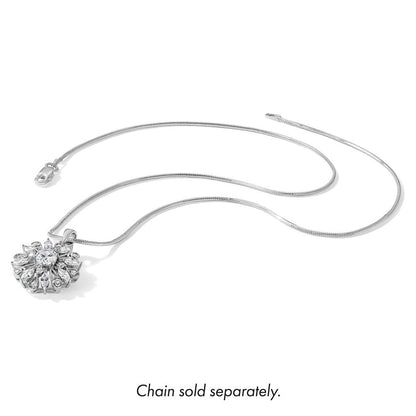 Sterlingsilber Rhodiniert Zirkonia Blumen Anhänger
