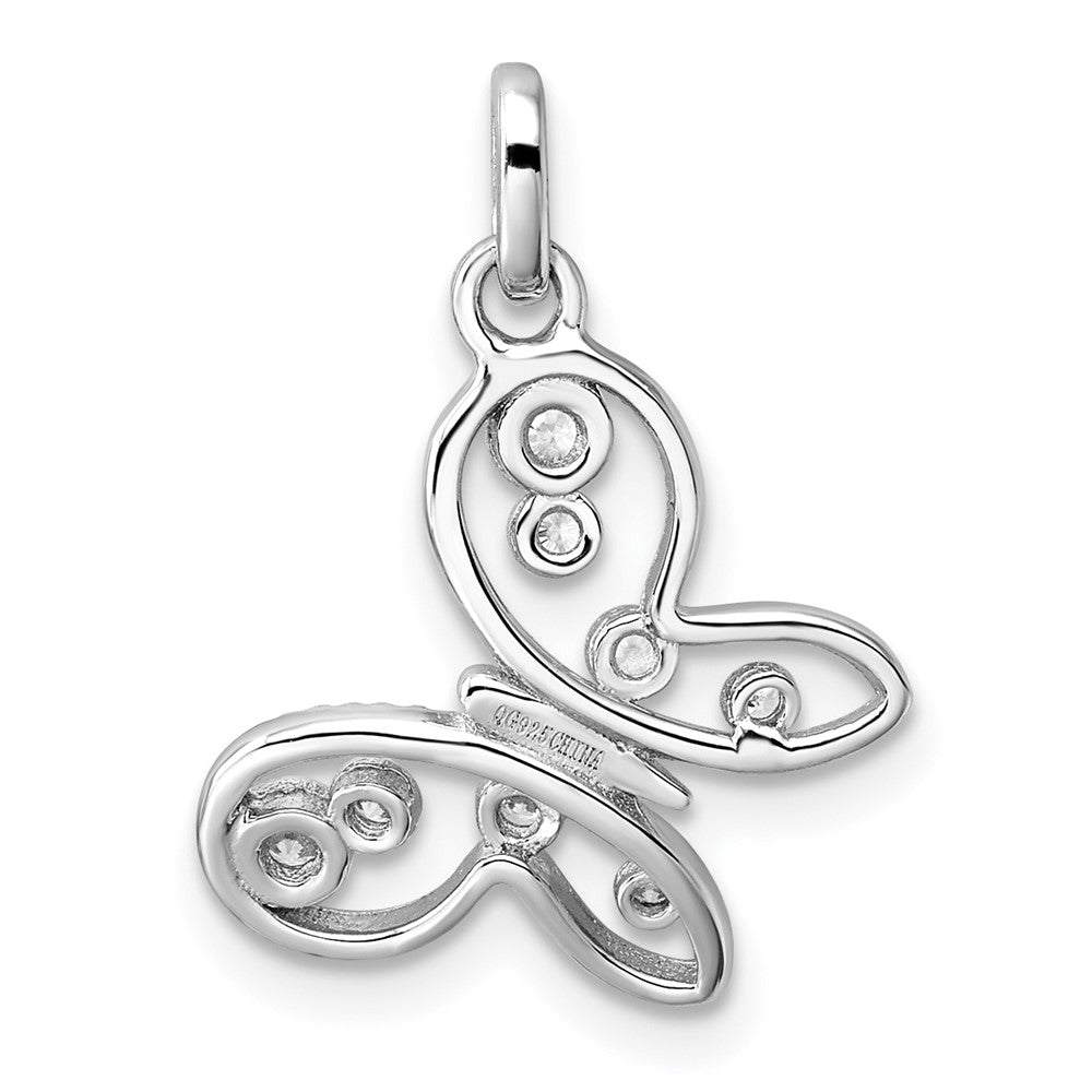 Sterlingsilber Rhodiniert Zirkonia Schmetterling Anhänger