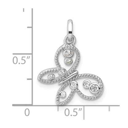 Sterlingsilber Rhodiniert Zirkonia Schmetterling Anhänger