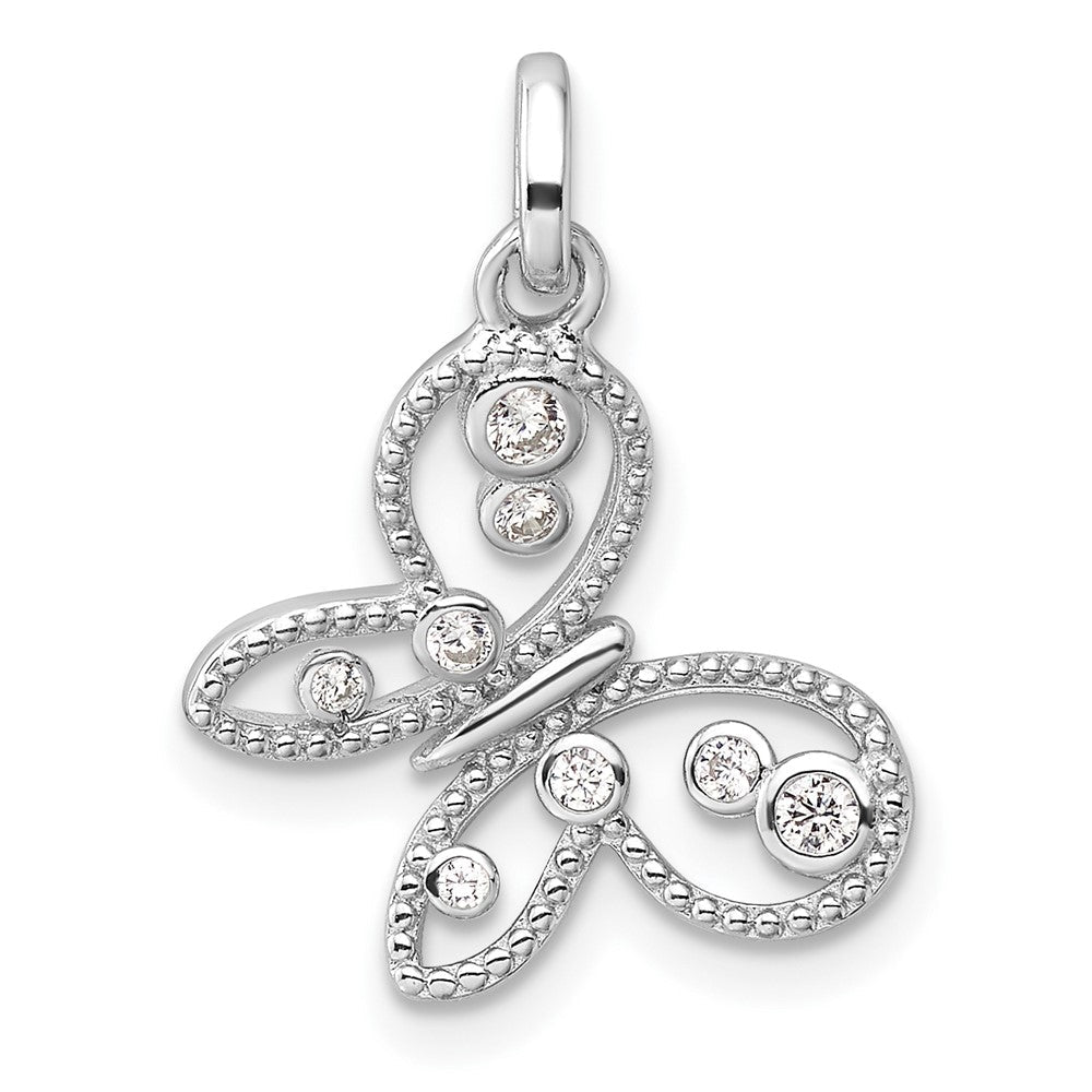 Sterlingsilber Rhodiniert Zirkonia Schmetterling Anhänger