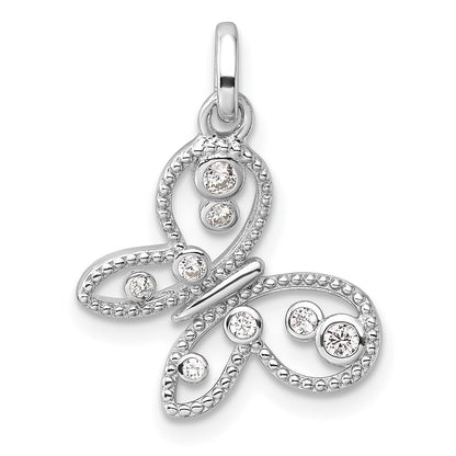 Sterlingsilber Rhodiniert Zirkonia Schmetterling Anhänger