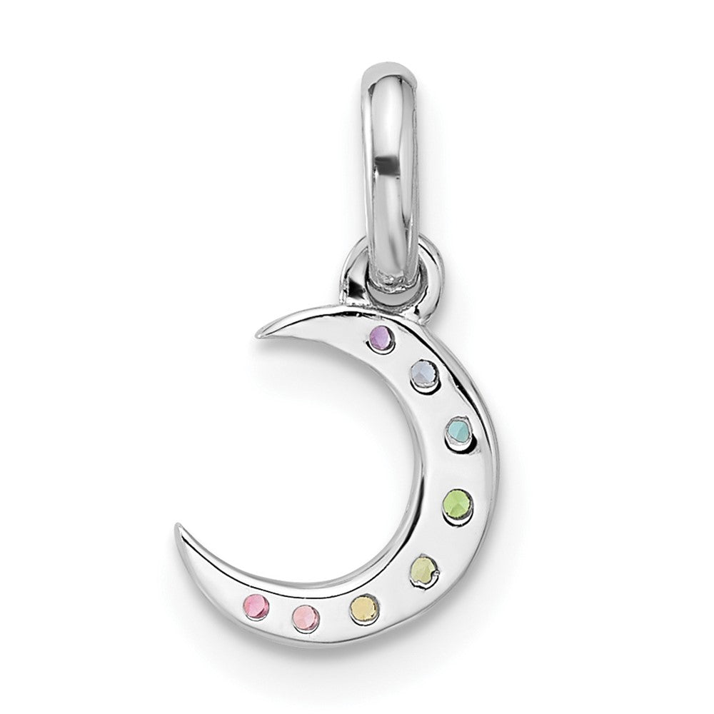 Sterlingsilber Rhodiniert Regenbogen Kristall Mond Kinder Anhänger