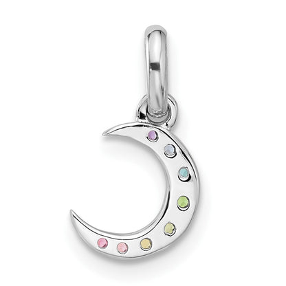 Sterlingsilber Rhodiniert Regenbogen Kristall Mond Kinder Anhänger