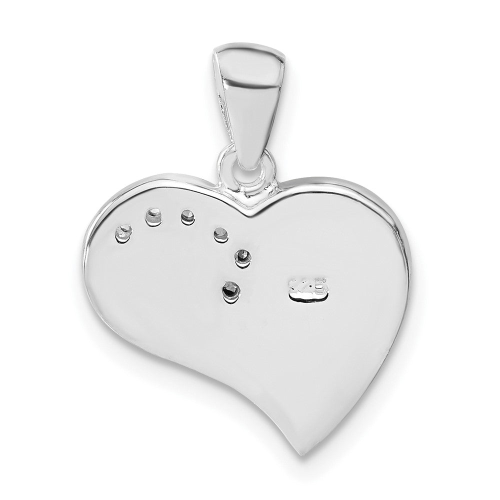 Sterlingsilber Zirkonia und Weiß Emailliert Herz Anhänger