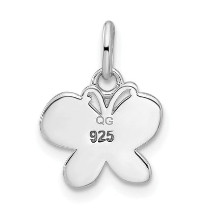 Sterlingsilber Rhodiniert Blau & Rosa Emaille Schmetterling Kinder Anhänger
