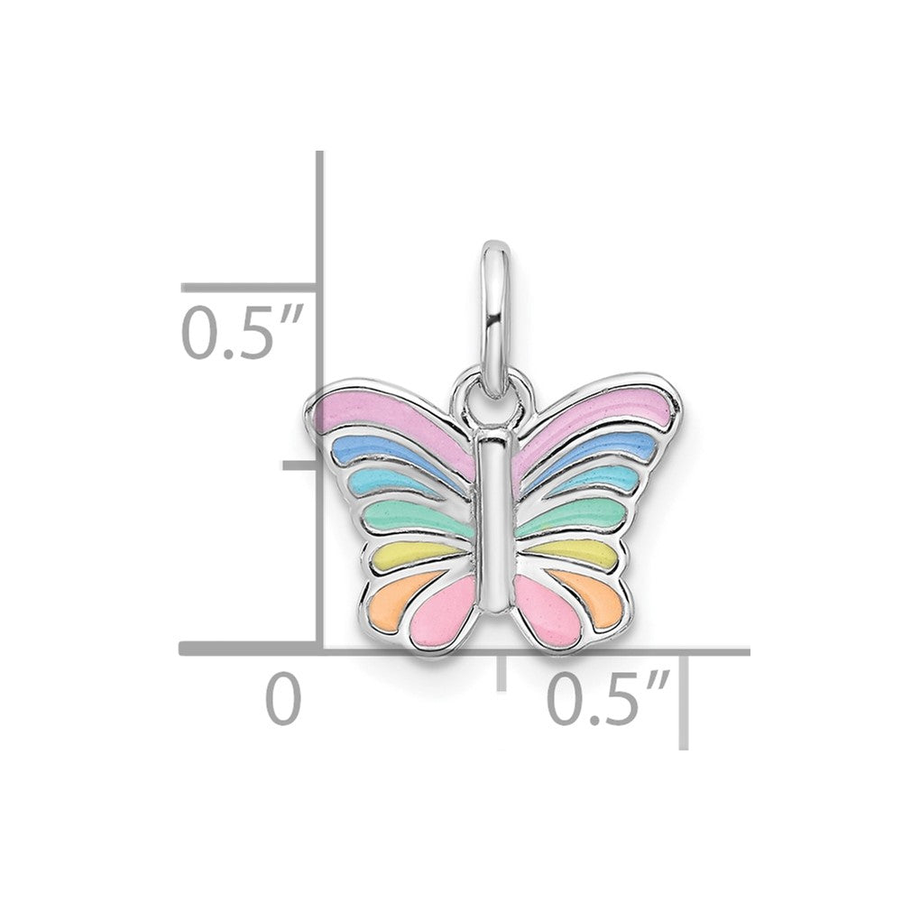 Sterlingsilber Rhodiniert Mehrfarbig Emailliert Schmetterling Kinder Anhänger