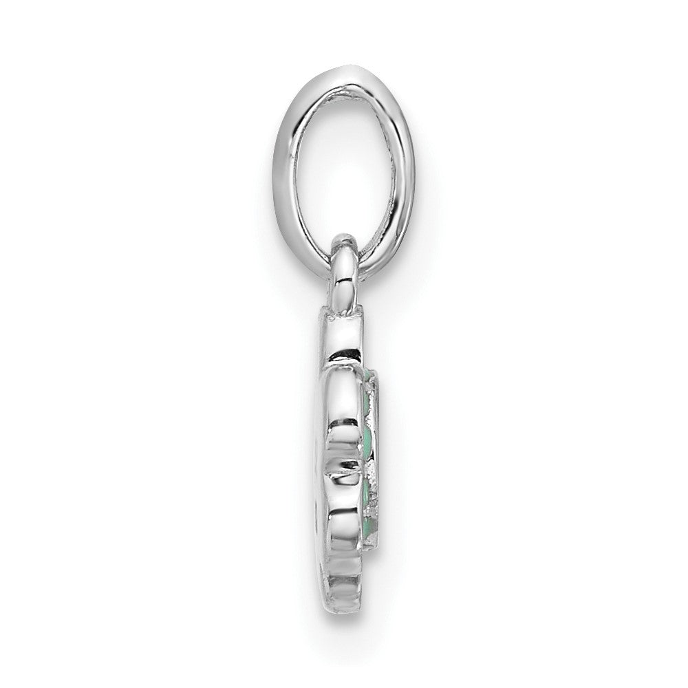 Sterlingsilber Rhodiniert Blau & Gelb Emaille Blume Kinder Anhänger