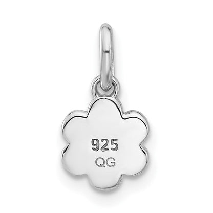 Sterlingsilber Rhodiniert Blau & Gelb Emaille Blume Kinder Anhänger