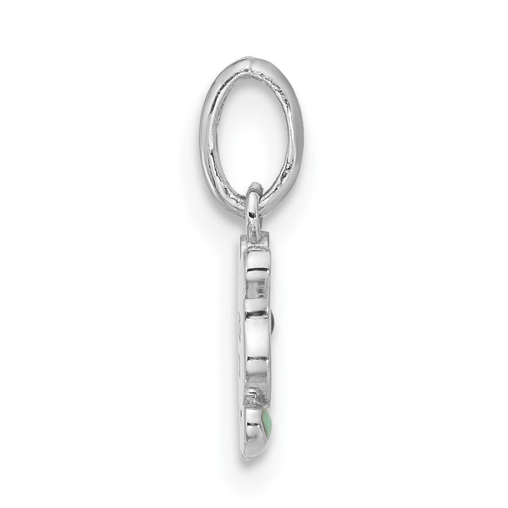 Sterlingsilber Rhodiniert Rosa & Grün Emaille Tulpe Kinder Anhänger