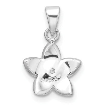 Sterlingsilber Rhodiniert Rosa Emaille & Zirkonia Blume Kinder Anhänger