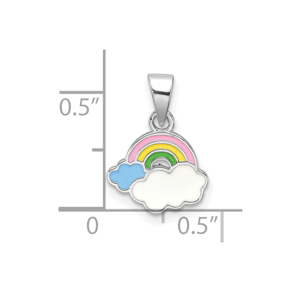 Sterlingsilber Rhodiniert Mehrfarbig Emaille Regenbogen Kinder Anhänger