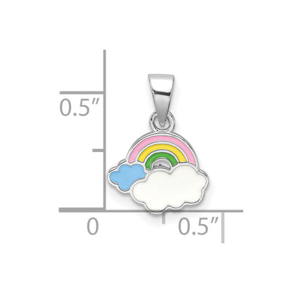 Sterlingsilber Rhodiniert Mehrfarbig Emaille Regenbogen Kinder Anhänger