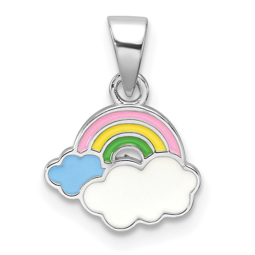 Sterlingsilber Rhodiniert Mehrfarbig Emaille Regenbogen Kinder Anhänger