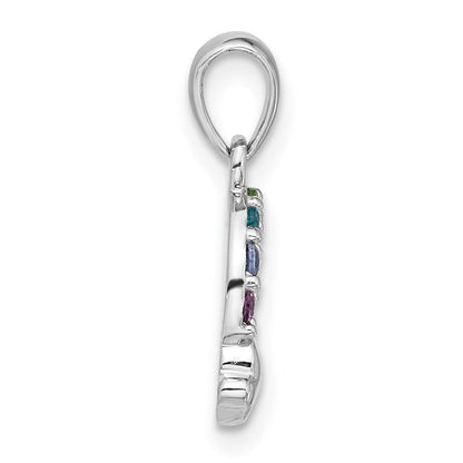 Sterlingsilber Rhodiniert Kristall Regenbogen & Clouds Kinder Anhänger