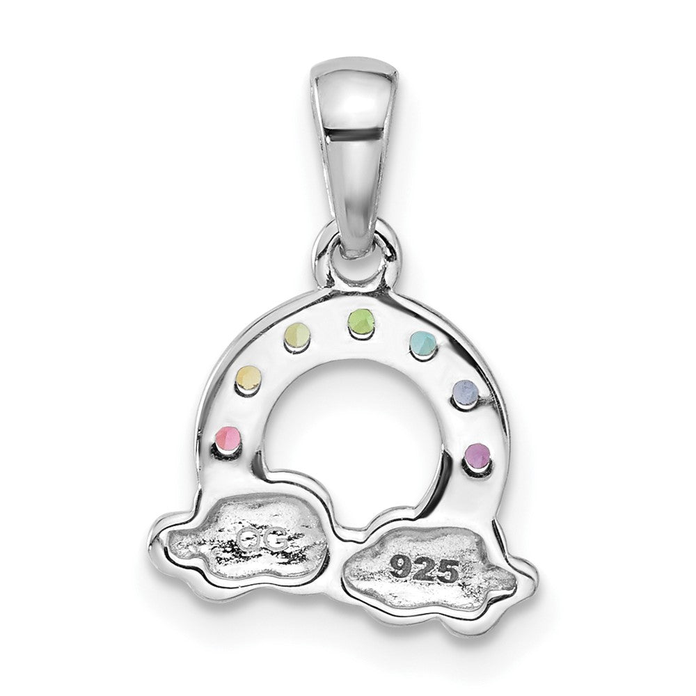 Sterlingsilber Rhodiniert Kristall Regenbogen & Clouds Kinder Anhänger