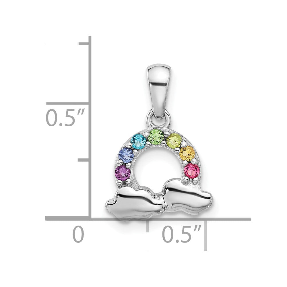 Sterlingsilber Rhodiniert Kristall Regenbogen & Clouds Kinder Anhänger