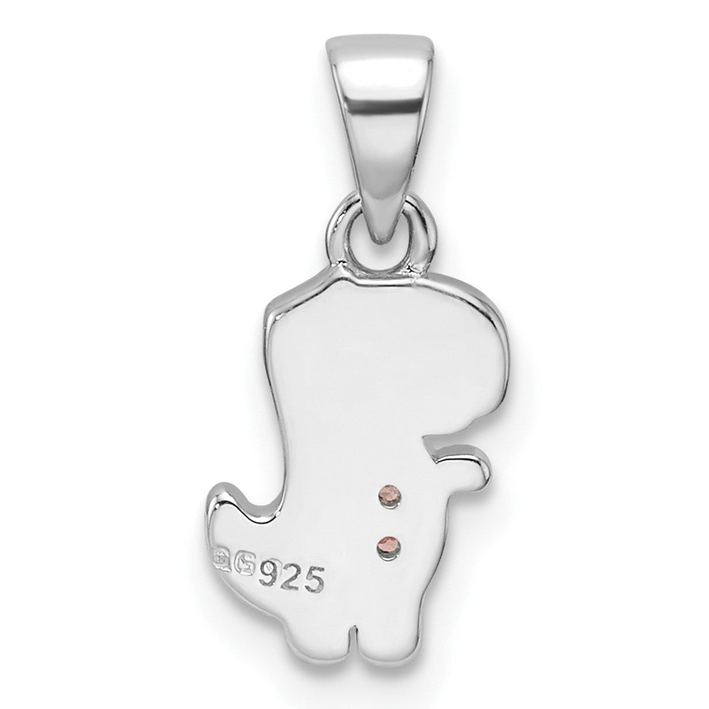 Sterlingsilber Rhodiniert Rosa Emaille & Zirkonia Dinosaur Kinder Anhänger