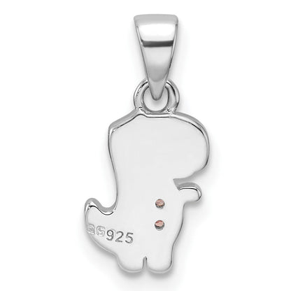 Sterlingsilber Rhodiniert Rosa Emaille & Zirkonia Dinosaur Kinder Anhänger