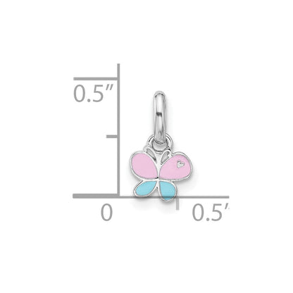 Sterlingsilber Rhodiniert Kinder Klein Emaille Schmetterling Anhänger