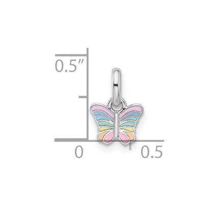 Sterlingsilber Rhodiniert Kinder Klein Emaille Schmetterling Anhänger