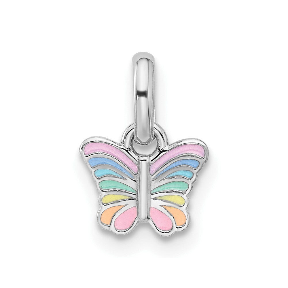 Sterlingsilber Rhodiniert Kinder Klein Emaille Schmetterling Anhänger