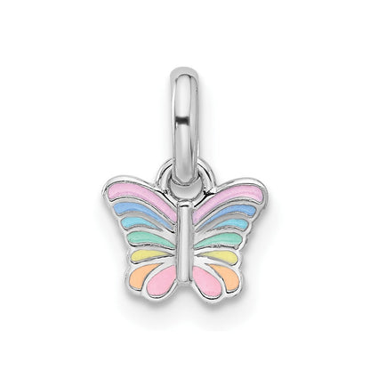 Sterlingsilber Rhodiniert Kinder Klein Emaille Schmetterling Anhänger