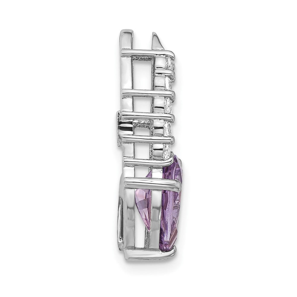 Sterlingsilber Rhodiniert Amethyst und Zirkonia Kette Anhänger
