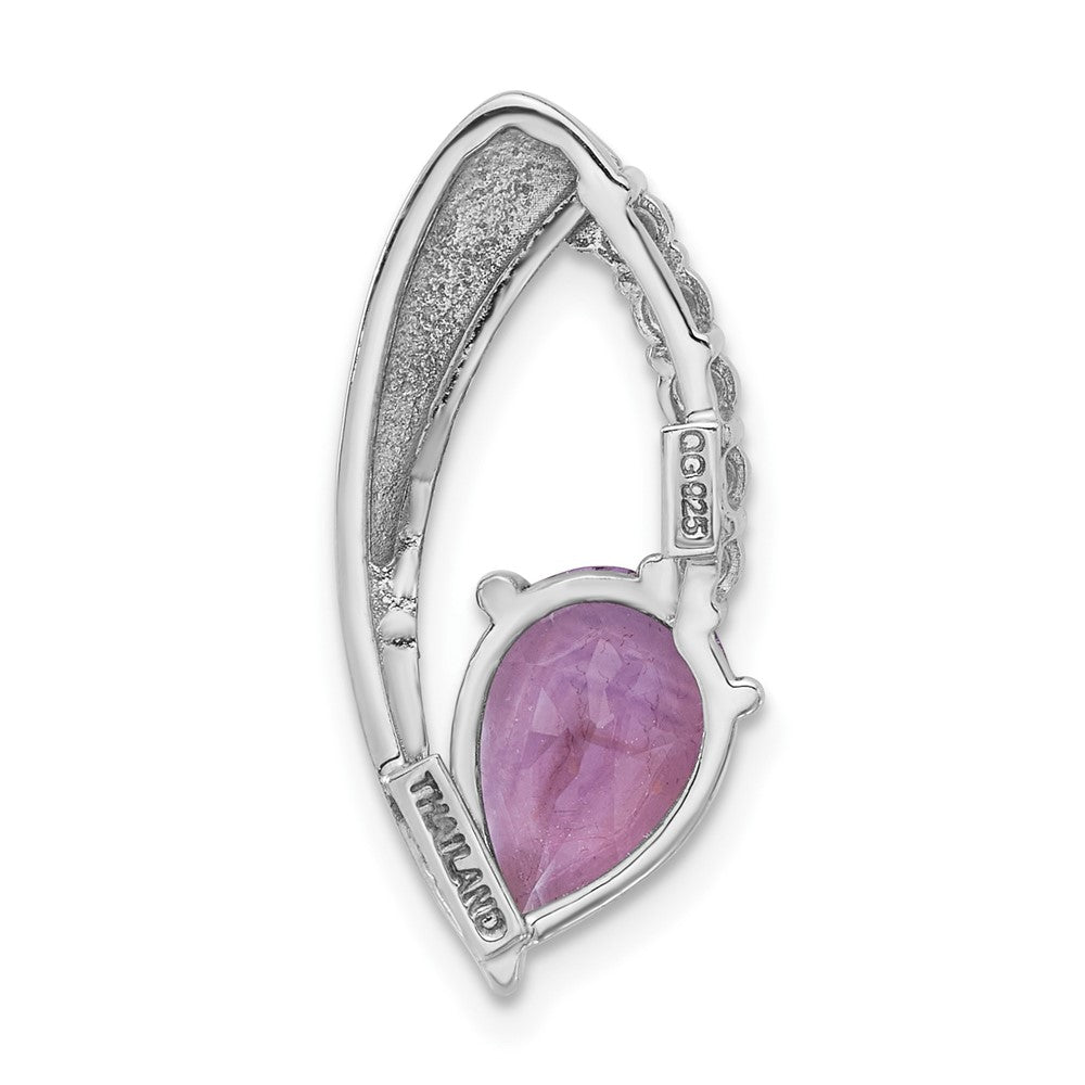 Sterlingsilber Rhodiniert Amethyst und Zirkonia Kette Anhänger