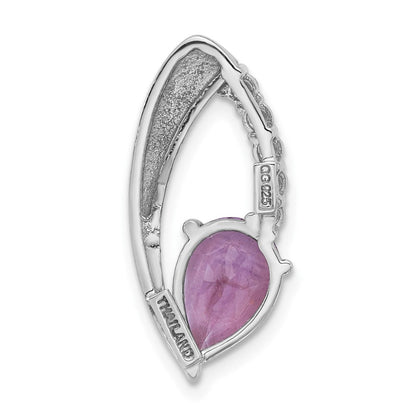 Sterlingsilber Rhodiniert Amethyst und Zirkonia Kette Anhänger