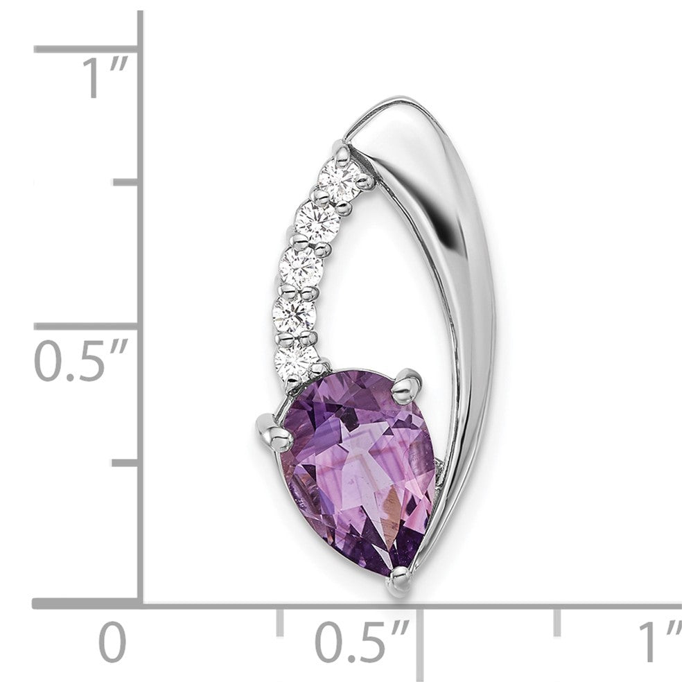 Sterlingsilber Rhodiniert Amethyst und Zirkonia Kette Anhänger